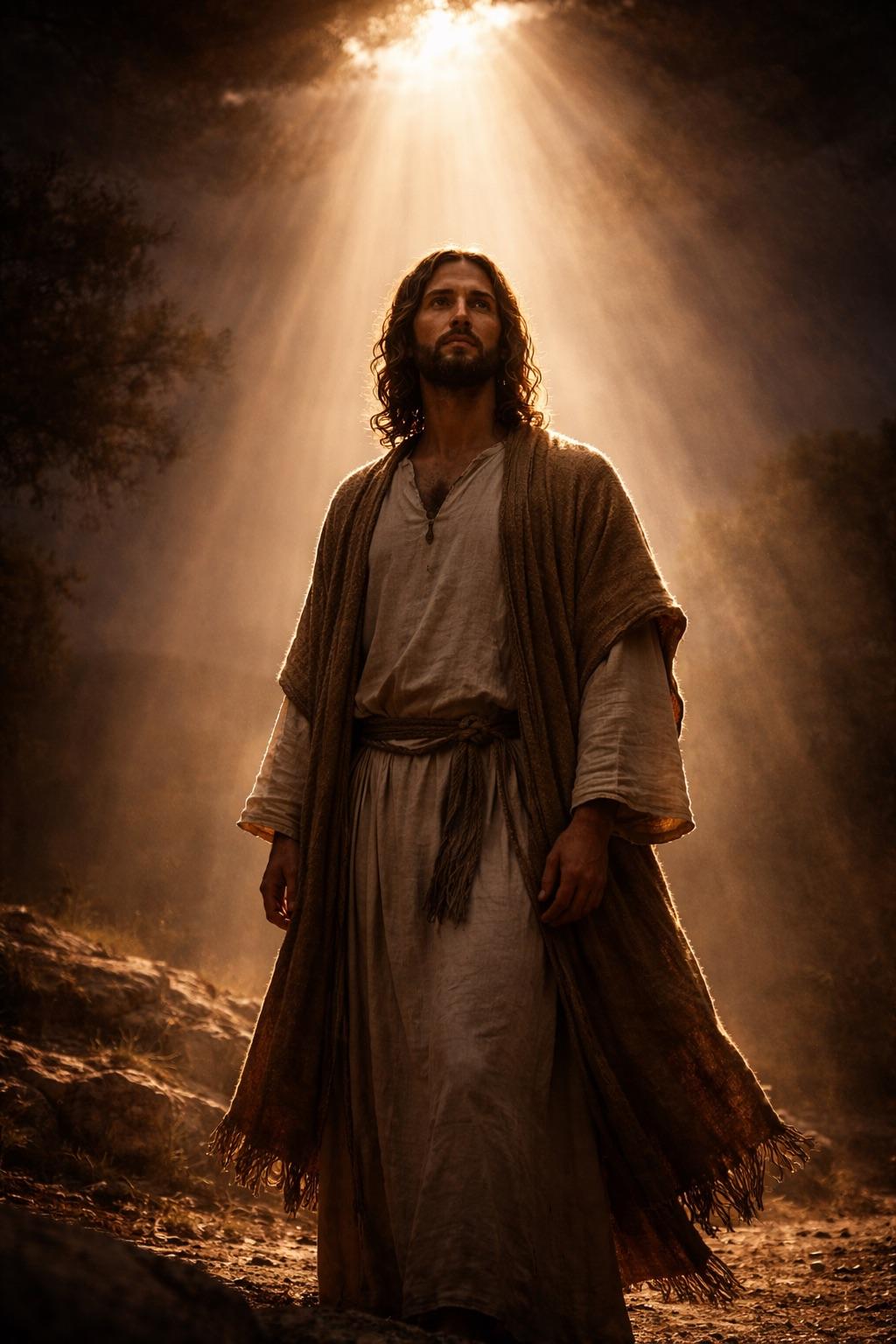 Jesus standing in radiant light as a picture of faith, strength, and redemption connected to john 3:36 meaning